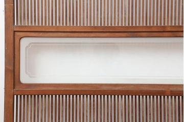 アンティーク建具　腰板ケヤキ材　上質な和の空間づくりにおすすめな格子戸2枚セット(建具、引き戸)(R-037080)