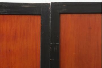 アンティーク建具　大正昭和初期　黒塗りの木枠がアクセントのガラス帯戸4枚セット(引き戸、建具)(R-037082)