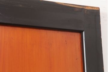 アンティーク建具　大正昭和初期　黒塗りの木枠がアクセントのガラス帯戸4枚セット(引き戸、建具)(R-037082)