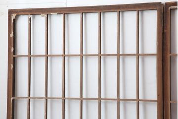 アンティーク建具　昭和初期　シンプルデザインの和レトロな障子戸3枚セット(引き戸、建具)(R-037083)
