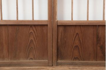 アンティーク建具　昭和初期　シンプルデザインの和レトロな障子戸3枚セット(引き戸、建具)(R-037083)