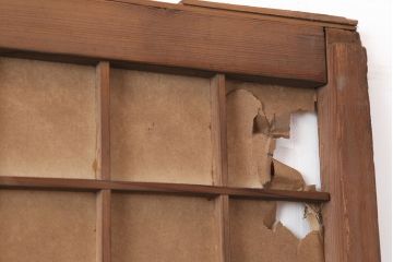 アンティーク建具　昭和初期　細かな升格子が目を引く障子戸2枚セット(引き戸、建具)(R-037085)