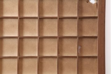 アンティーク建具　昭和初期　細かな升格子が目を引く障子戸2枚セット(引き戸、建具)(R-037085)