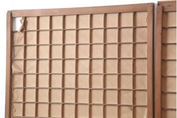 アンティーク建具　昭和初期　細かな升格子が目を引く障子戸2枚セット(引き戸、建具)(R-037085)