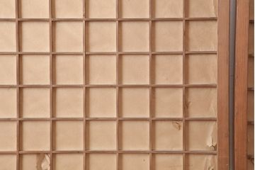 アンティーク建具　昭和初期　細かな升格子が目を引く障子戸2枚セット(引き戸、建具)(R-037085)
