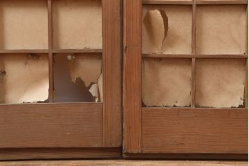 アンティーク建具　昭和初期　細かな升格子が目を引く障子戸2枚セット(引き戸、建具)(R-037085)