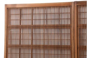 アンティーク建具　昭和初期　裏障子枠付き　細かな桟が美しい格子戸2枚セット(建具、引き戸)(R-037087)