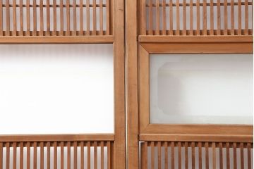 アンティーク建具　昭和初期　裏障子枠付き　細かな桟が美しい格子戸2枚セット(建具、引き戸)(R-037087)