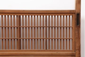 アンティーク建具　昭和初期　裏障子枠付き　細かな桟が美しい格子戸2枚セット(建具、引き戸)(R-037087)