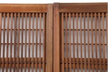 アンティーク建具　昭和初期　裏障子枠付き　細かな桟が美しい格子戸2枚セット(建具、引き戸)(R-037087)
