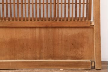 アンティーク建具　昭和初期　裏障子枠付き　細かな桟が美しい格子戸2枚セット(建具、引き戸)(R-037087)