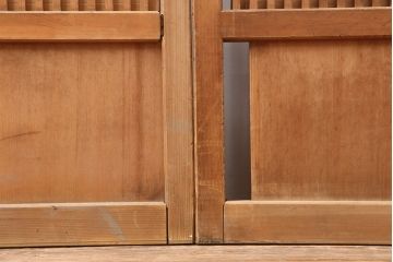 アンティーク建具　昭和初期　裏障子枠付き　細かな桟が美しい格子戸2枚セット(建具、引き戸)(R-037087)