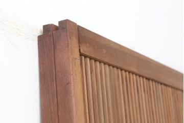 アンティーク建具　昭和初期　裏障子枠付き　細かな桟が美しい格子戸2枚セット(建具、引き戸)(R-037087)