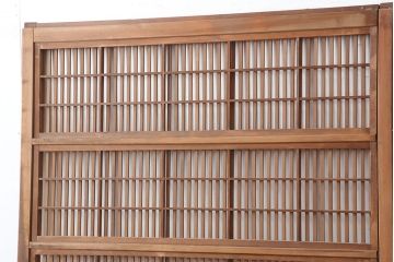 アンティーク建具　昭和初期　裏障子枠付き　細かな桟が美しい格子戸2枚セット(建具、引き戸)(R-037087)