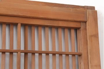アンティーク建具　昭和初期　裏障子枠付き　細かな桟が美しい格子戸2枚セット(建具、引き戸)(R-037087)