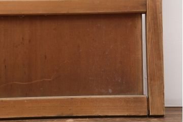 アンティーク建具　昭和初期　裏障子枠付き　細かな桟が美しい格子戸2枚セット(建具、引き戸)(R-037087)