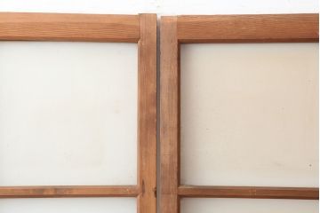 アンティーク建具　昭和中期　シンプルさが魅力のガラス戸2枚セット(引き戸、建具)(R-037088)