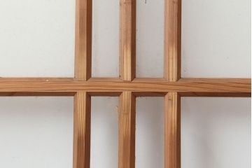 アンティーク建具　昭和中期　シンプルさが魅力のガラス戸2枚セット(引き戸、建具)(R-037088)