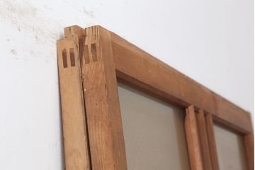 アンティーク建具　昭和中期　シンプルさが魅力のガラス戸2枚セット(引き戸、建具)(R-037088)