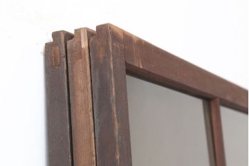 アンティーク建具　大正昭和初期　シンプルレトロなガラス戸3枚セット(引き戸、建具)(R-037090)
