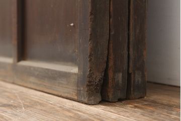 アンティーク建具　大正昭和初期　シンプルレトロなガラス戸3枚セット(引き戸、建具)(R-037090)