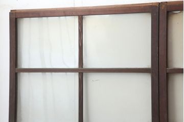 アンティーク建具　大正昭和初期　シンプルレトロなガラス戸3枚セット(引き戸、建具)(R-037090)