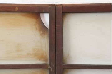 アンティーク建具　大正昭和初期　シンプルレトロなガラス戸3枚セット(引き戸、建具)(R-037090)