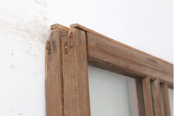 アンティーク建具  昭和初期　クリア・すりガラス入り　シンプルなガラス戸2枚セット(引き戸、建具)(R-037092)