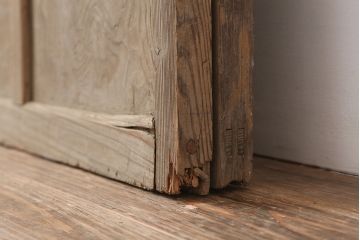 アンティーク建具  昭和初期　クリア・すりガラス入り　シンプルなガラス戸2枚セット(引き戸、建具)(R-037092)