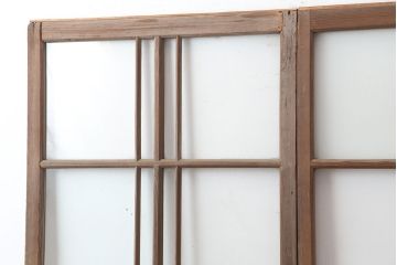 アンティーク建具  昭和初期　クリア・すりガラス入り　シンプルなガラス戸2枚セット(引き戸、建具)(R-037092)