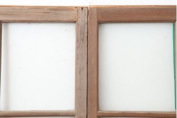 アンティーク建具  昭和初期　クリア・すりガラス入り　シンプルなガラス戸2枚セット(引き戸、建具)(R-037092)