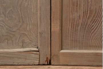 アンティーク建具  昭和初期　クリア・すりガラス入り　シンプルなガラス戸2枚セット(引き戸、建具)(R-037092)