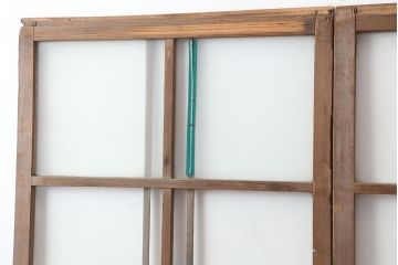 アンティーク建具  昭和初期　クリア・すりガラス入り　シンプルなガラス戸2枚セット(引き戸、建具)(R-037092)