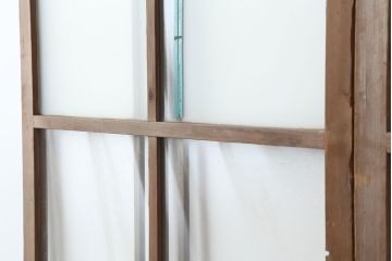 アンティーク建具  昭和初期　クリア・すりガラス入り　シンプルなガラス戸2枚セット(引き戸、建具)(R-037092)