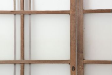 アンティーク建具  昭和初期　クリア・すりガラス入り　シンプルなガラス戸2枚セット(引き戸、建具)(R-037092)