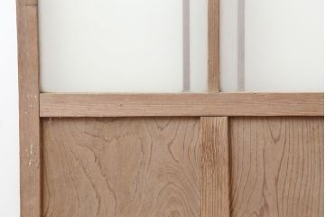 アンティーク建具  昭和初期　クリア・すりガラス入り　シンプルなガラス戸2枚セット(引き戸、建具)(R-037092)