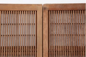 アンティーク建具　和製アンティーク　昭和中期　腰板ケヤキ材　裏障子付き!上品な和の空間づくりにおすすめな格子戸4枚セット(建具、引き戸)(R-037094)