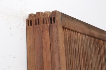 アンティーク建具　和製アンティーク　昭和中期　腰板ケヤキ材　裏障子付き!上品な和の空間づくりにおすすめな格子戸4枚セット(建具、引き戸)(R-037094)