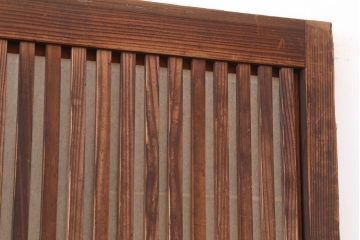 アンティーク建具　昭和初期　裏障子付き　縦桟が上品な雰囲気を醸し出す格子戸2枚セット(建具、引き戸)(R-037095)