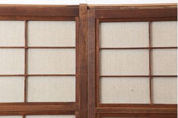 アンティーク建具　昭和初期　裏障子付き　縦桟が上品な雰囲気を醸し出す格子戸2枚セット(建具、引き戸)(R-037095)