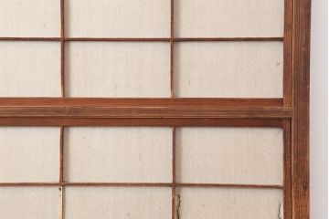 アンティーク建具　昭和初期　裏障子付き　縦桟が上品な雰囲気を醸し出す格子戸2枚セット(建具、引き戸)(R-037095)