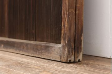 アンティーク建具　レトロ　シンプルで使いやすいガラス戸2枚セット(引き戸、建具)(R-037096)