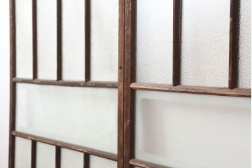 アンティーク建具　レトロ　シンプルで使いやすいガラス戸2枚セット(引き戸、建具)(R-037096)