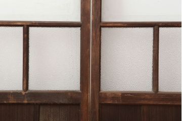 アンティーク建具　レトロ　シンプルで使いやすいガラス戸2枚セット(引き戸、建具)(R-037096)