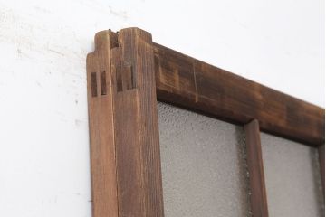 アンティーク建具　レトロ　シンプルで使いやすいガラス戸2枚セット(引き戸、建具)(R-037096)