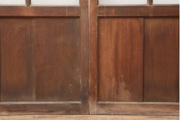 アンティーク建具　レトロ　シンプルで使いやすいガラス戸2枚セット(引き戸、建具)(R-037096)