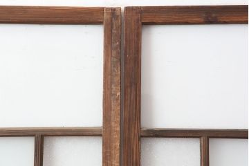 アンティーク建具　昭和初期　幅広いテイストにマッチするシンプルなガラス戸2枚セット(引き戸、建具)(R-037097)