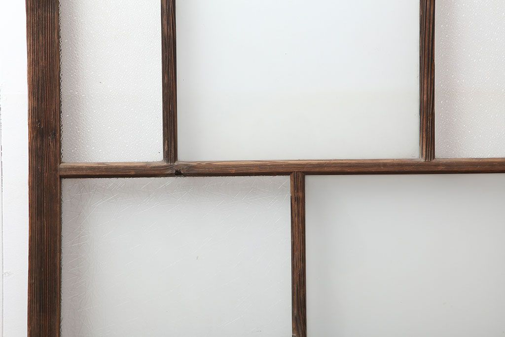 アンティーク建具　昭和初期　幅広いテイストにマッチするシンプルなガラス戸2枚セット(引き戸、建具)(R-037097)