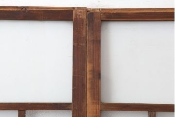 アンティーク建具　昭和初期　幅広いテイストにマッチするシンプルなガラス戸2枚セット(引き戸、建具)(R-037097)