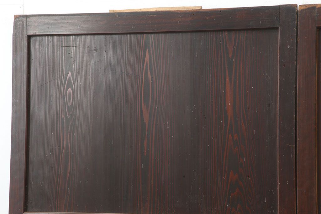 アンティーク建具　和モダンにもおすすめな格子帯戸2枚セット(板戸、引き戸)(R-037098)